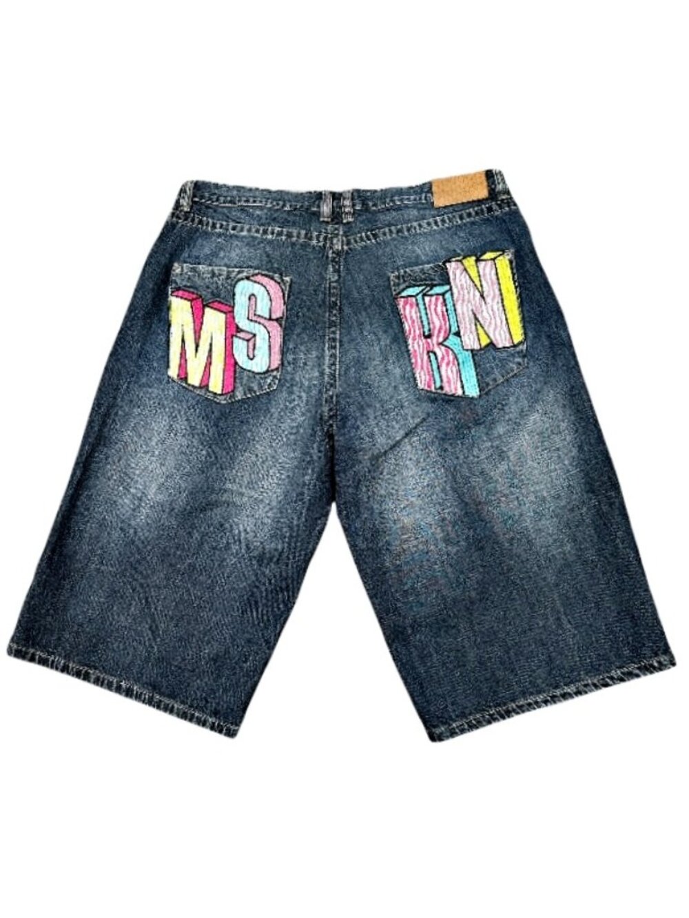VTG Miskeen Original Men 38 Baggy Denim Shorts Y2K Embroidery Streetwear Hip Hop